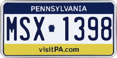 PA license plate MSX1398