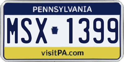 PA license plate MSX1399