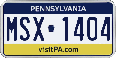 PA license plate MSX1404
