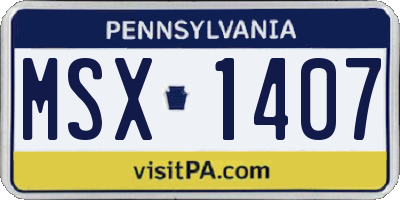 PA license plate MSX1407