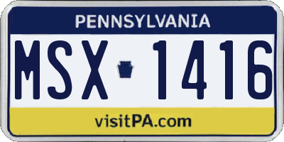 PA license plate MSX1416