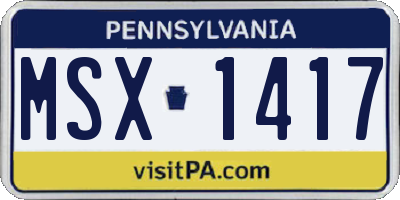 PA license plate MSX1417