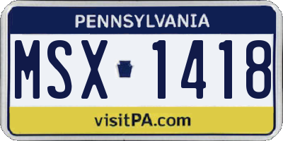PA license plate MSX1418