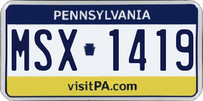 PA license plate MSX1419