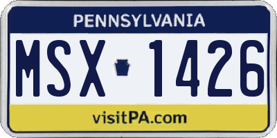 PA license plate MSX1426