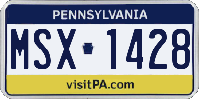 PA license plate MSX1428