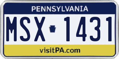 PA license plate MSX1431