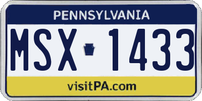 PA license plate MSX1433