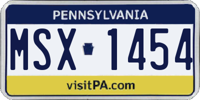 PA license plate MSX1454