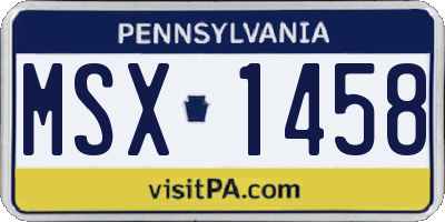 PA license plate MSX1458