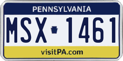 PA license plate MSX1461