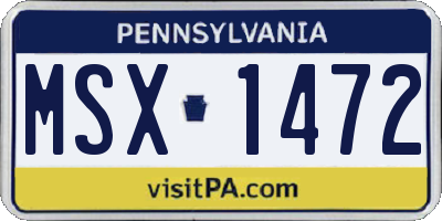 PA license plate MSX1472