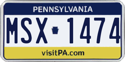 PA license plate MSX1474