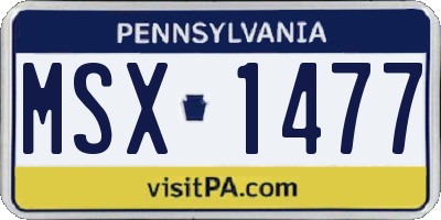 PA license plate MSX1477