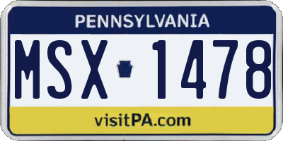 PA license plate MSX1478