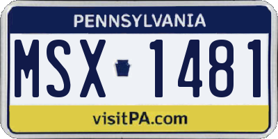 PA license plate MSX1481