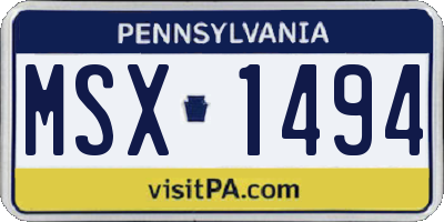 PA license plate MSX1494