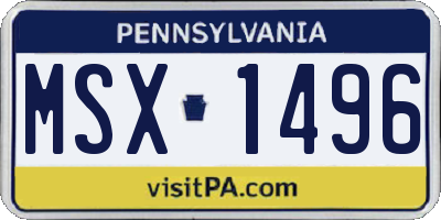 PA license plate MSX1496