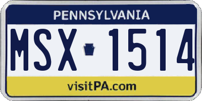 PA license plate MSX1514