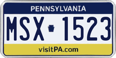 PA license plate MSX1523