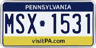PA license plate MSX1531