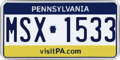 PA license plate MSX1533