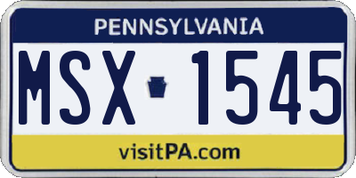 PA license plate MSX1545