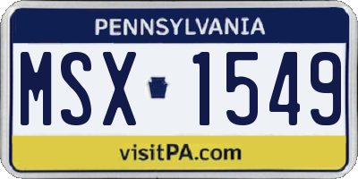 PA license plate MSX1549