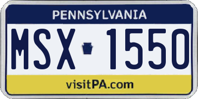 PA license plate MSX1550