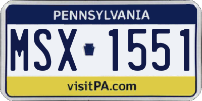 PA license plate MSX1551