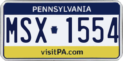 PA license plate MSX1554