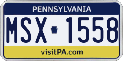 PA license plate MSX1558