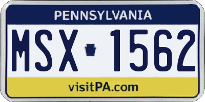 PA license plate MSX1562