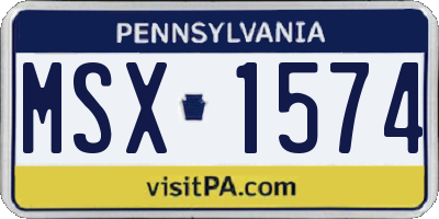 PA license plate MSX1574