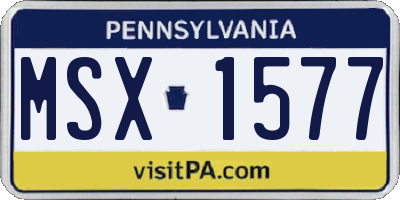 PA license plate MSX1577