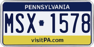 PA license plate MSX1578