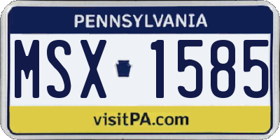 PA license plate MSX1585