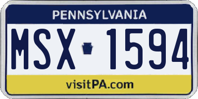 PA license plate MSX1594
