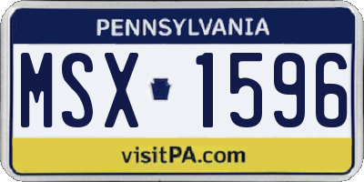 PA license plate MSX1596