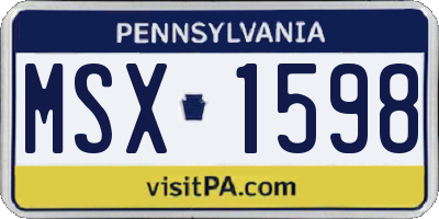 PA license plate MSX1598