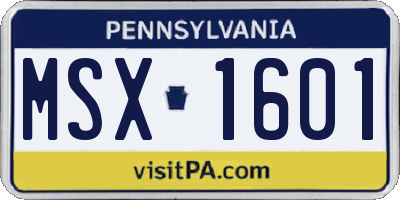 PA license plate MSX1601