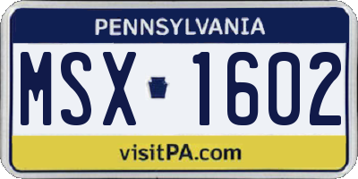 PA license plate MSX1602
