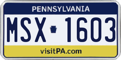 PA license plate MSX1603