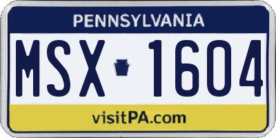 PA license plate MSX1604