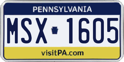 PA license plate MSX1605