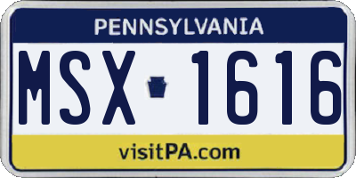 PA license plate MSX1616