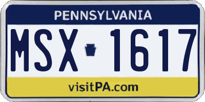 PA license plate MSX1617