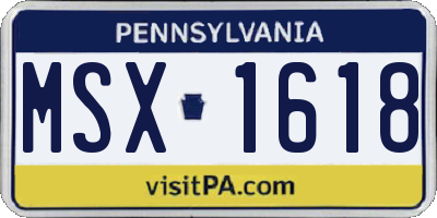 PA license plate MSX1618