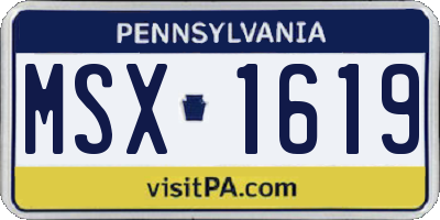 PA license plate MSX1619