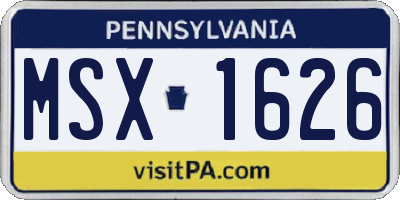 PA license plate MSX1626
